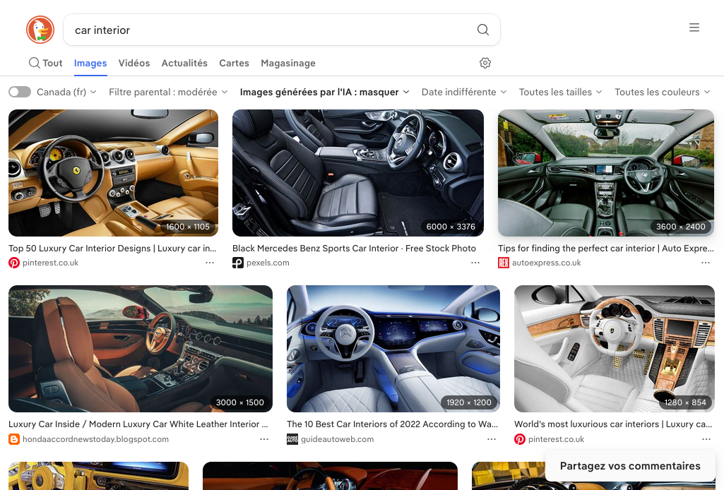 Des intérieurs de voiture (via le moteur de recherche DuckDuckGo).